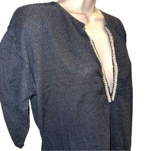 ▶️ Banjanan ◀️ Textured Cotton Tunic Womens XS Black